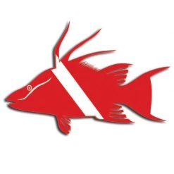 MARINE SPORTS 8" Vinyl Decal Hog Fish Dive Flag