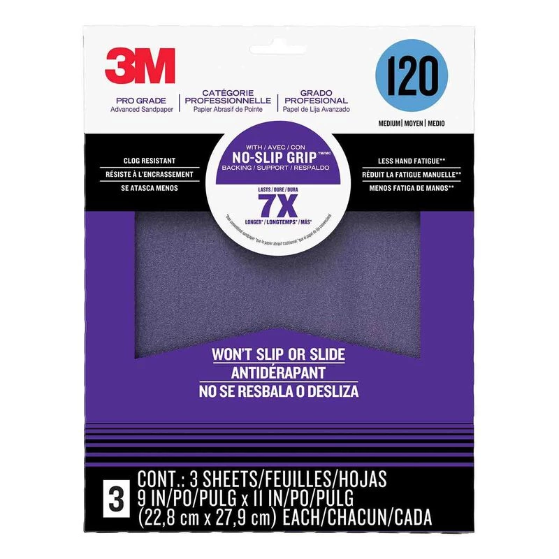 3M Pro Grade No-Slip Grip™ Advanced Sandpaper, 120 grit