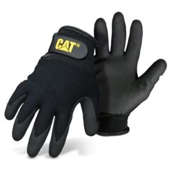 BOSS MFG/CAT GLOVES Black-Lined Gloves with Nylon Coated Palm, Large