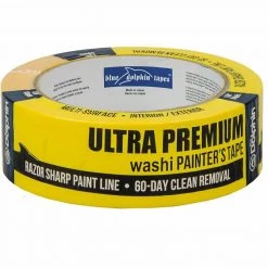 BLUE DOLPHIN 1 1/2" Ultra Premium Washi Painters Tape, Yellow