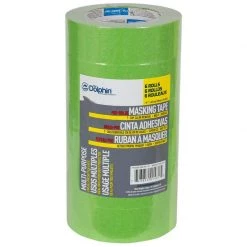 BLUE DOLPHIN 1 1/2" Pro-Grade Masking Tape, Green, 6-Pack