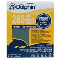 BLUE DOLPHIN Pro Grade Sandpaper Sheets, 280 Grit, 5-Pack