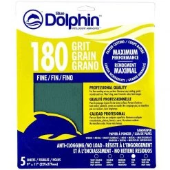 BLUE DOLPHIN Pro Grade Sandpaper Sheets, 180 Grit, 5-Pack