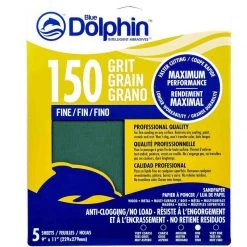 BLUE DOLPHIN Pro Grade Sandpaper Sheets, 150 Grit, 5-Pack