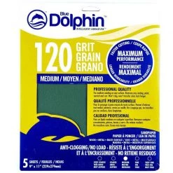 BLUE DOLPHIN Pro Grade Sandpaper Sheets, 120 Grit, 5-Pack