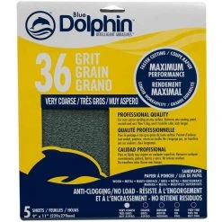 BLUE DOLPHIN Pro Grade Sandpaper Sheets, 36 Grit, 5-Pack
