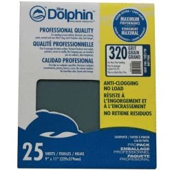 BLUE DOLPHIN Pro Grade Sandpaper Sheets, 320 Grit, 25-Pack