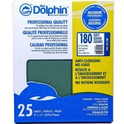 BLUE DOLPHIN Pro Grade Sandpaper Sheets, 180 Grit, 25-Pack