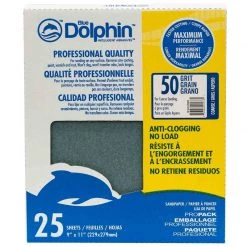 BLUE DOLPHIN Pro Grade Sandpaper Sheets, 50 Grit, 25-Pack