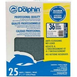 BLUE DOLPHIN Pro Grade Sandpaper Sheets, 36 Grit, 25-Pack