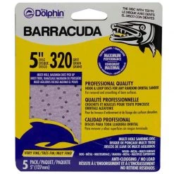 BLUE DOLPHIN Barracuda 5" Pro Quality Sanding Discs, 320 Grit, 5-Pack