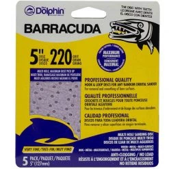 BLUE DOLPHIN Barracuda 5" Pro Quality Sanding Discs, 220 Grit, 5-Pack