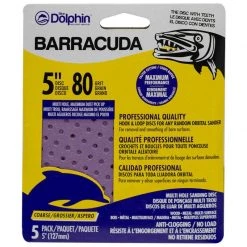 BLUE DOLPHIN Barracuda 5" Pro Quality Sanding Discs, 80 Grit, 5-Pack