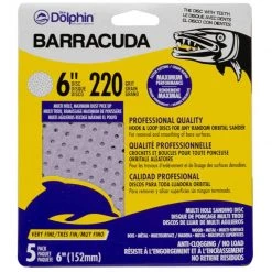 BLUE DOLPHIN Barracuda 6" Pro Quality Sanding Discs, 220 Grit, 5-Pack