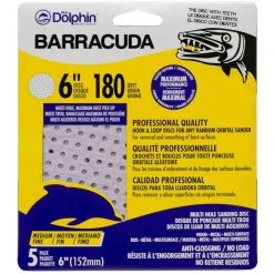 BLUE DOLPHIN Barracuda 6" Pro Quality Sanding Discs, 180 Grit, 5-Pack
