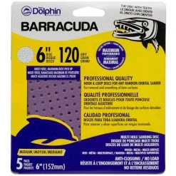 BLUE DOLPHIN Barracuda 6" Pro Quality Sanding Discs, 120 Grit, 5-Pack
