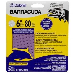 BLUE DOLPHIN Barracuda 6" Pro Quality Sanding Discs, 80 Grit, 5-Pack