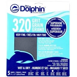 BLUE DOLPHIN Wet/Dry Sandpaper Sheets, 320 Grit, 5-Pack