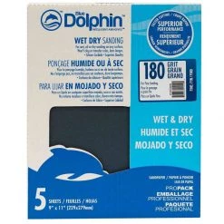 BLUE DOLPHIN Wet/Dry Sandpaper Sheets, 180 Grit, 5-Pack