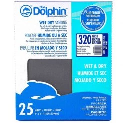 BLUE DOLPHIN Wet/Dry Sandpaper Sheets, 320 Grit, 25-Pack