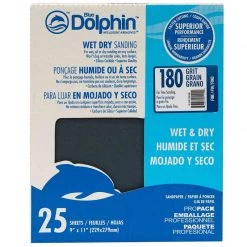 BLUE DOLPHIN Wet/Dry Sandpaper Sheets, 180 Grit, 25-Pack