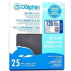 BLUE DOLPHIN Wet/Dry Sandpaper Sheets, 120 Grit, 25-Pack