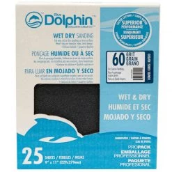 BLUE DOLPHIN Wet/Dry Sandpaper Sheets, 60 Grit, 25-Pack