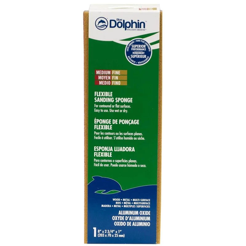 BLUE DOLPHIN 8" Sanding Sponge, Medium/Fine