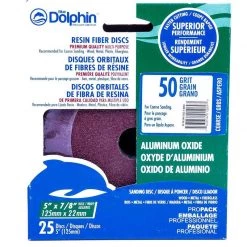 BLUE DOLPHIN 5" Premium Quality Resin Fiber Discs, 50-Grit, 25-Pack