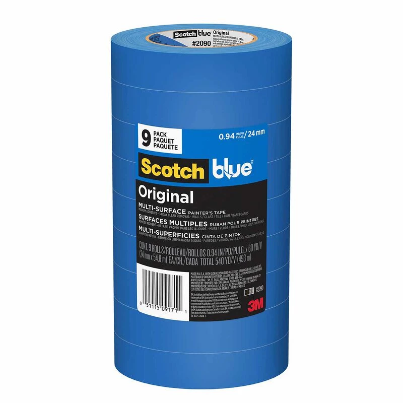 3M ScotchBlue™ Original Painter's Tape, .94" x 60 Yards, 9-Pack