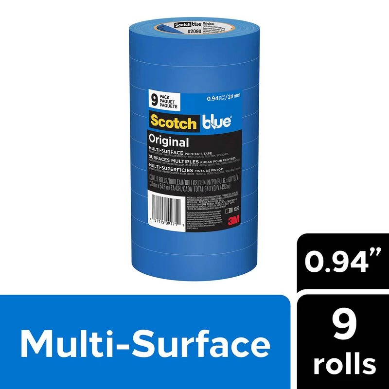 3M ScotchBlue™ Original Painter's Tape, .94" x 60 Yards, 9-Pack - Image 2