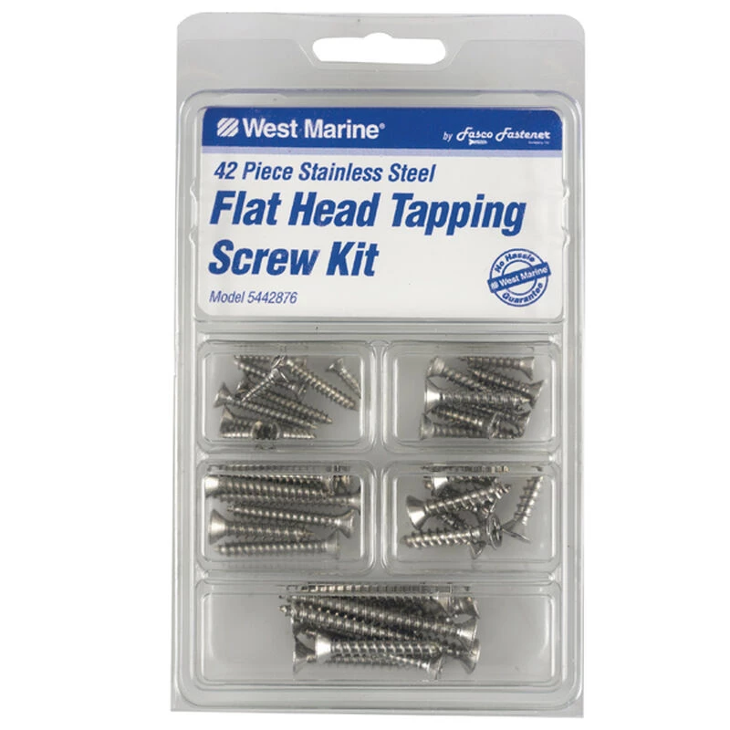 WEST MARINE Stainless Steel Phillips Flat-Head Tapping Screw Kit 42-Pack