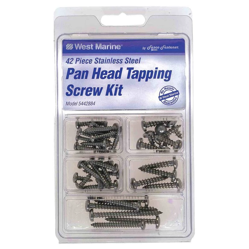 WEST MARINE Stainless Steel Phillips Pan-Head Tapping Screw Kit 42-Pack