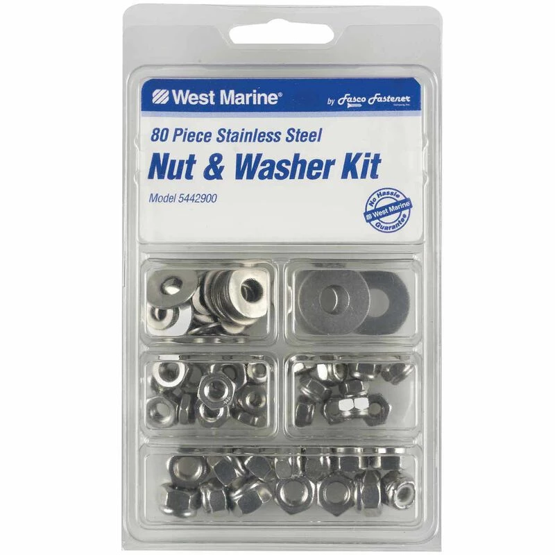 WEST MARINE Stainless Steel Nut and Washer Kit, 80-Pack